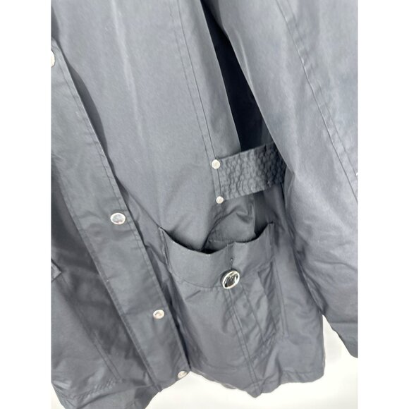 Susan Black Waterproof Hooded Jacket W/ Pockets & Snap Closure Size XS - Picture 2 of 13